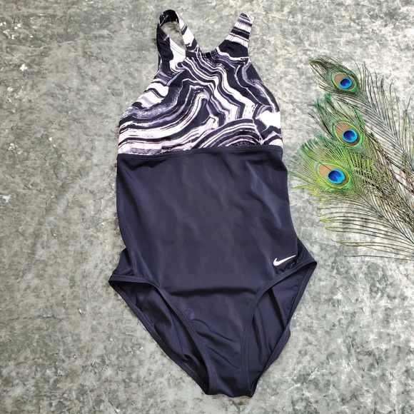 Nike One Piece Swimsuit Marble Design - Picture 1 of 9